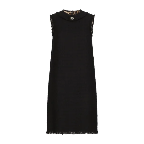 Dolce & Gabbana Raschel tweed calf-length dress with DG logo