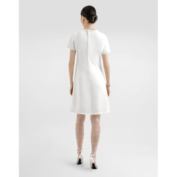 Dolce & Gabbana Raschel tweed midi dress with DG logo, view 3