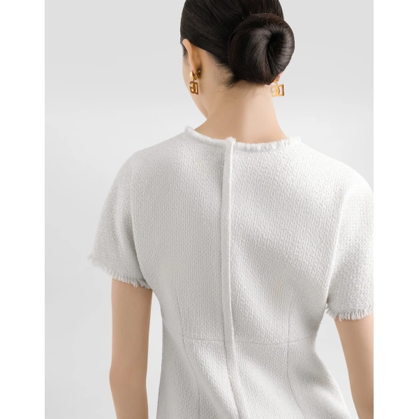 Dolce & Gabbana Raschel tweed midi dress with DG logo, view 5