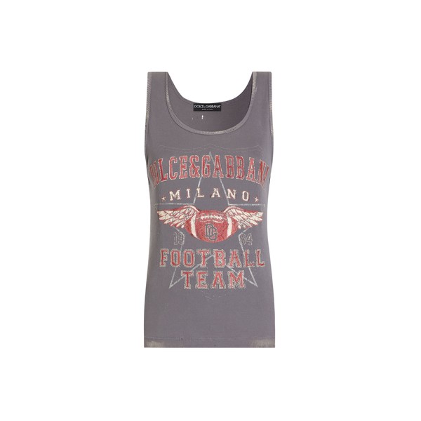 Dolce & Gabbana Ribbed tank top with distressed effect and print