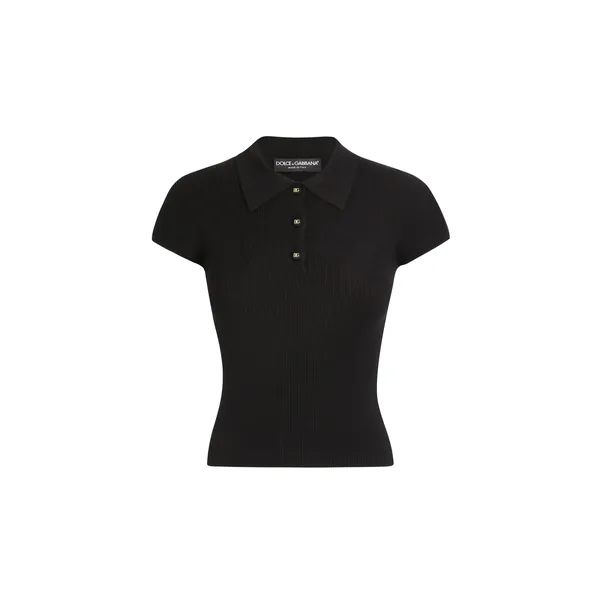 Ribbed viscose polo-shirt