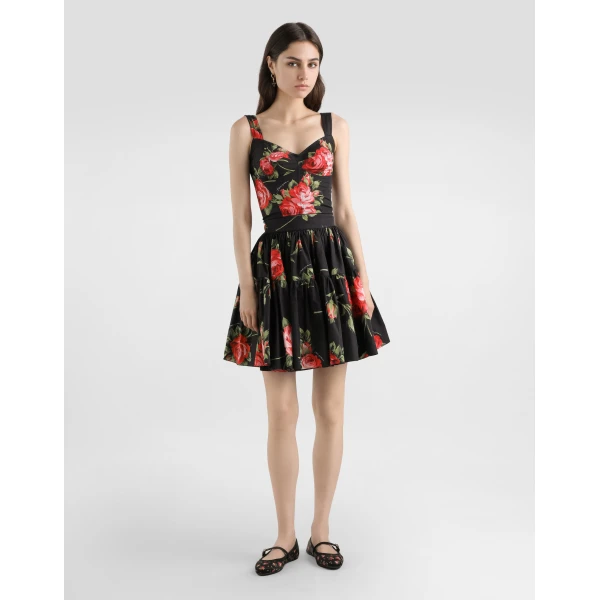 Dolce & Gabbana Rose bouquet-print cotton bustier top, view 2