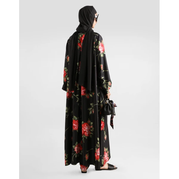 Dolce & Gabbana Rose bouquet-print long twill dress, view 3