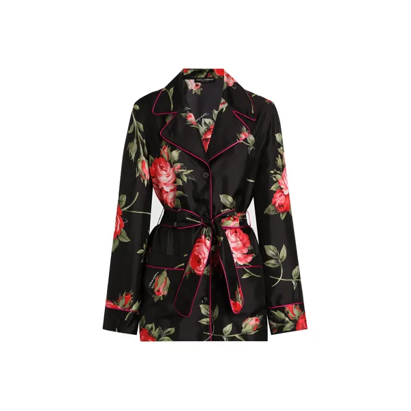 Rose bouquet-print vanity twill shirt