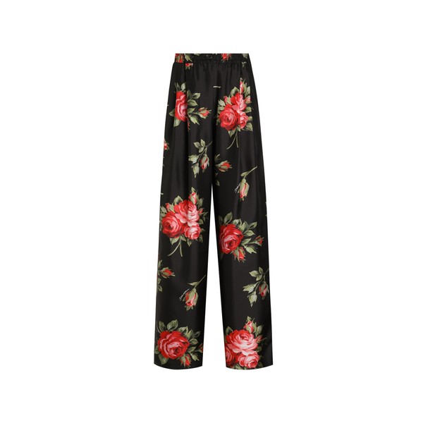 Dolce & Gabbana Rose bouquet-print wide twill trousers