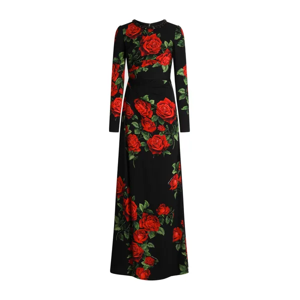 Dolce & Gabbana Rose-print charmeuse dress