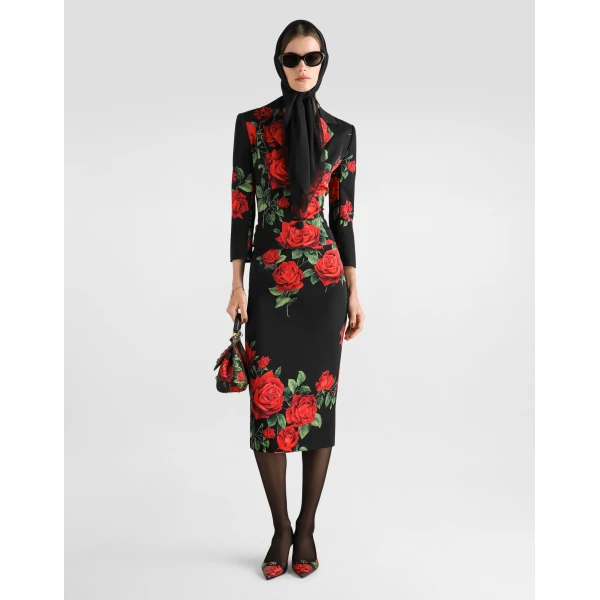 Dolce & Gabbana Rose-print charmeuse skirt, view 2
