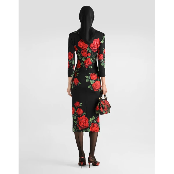 Dolce & Gabbana Rose-print charmeuse skirt, view 3