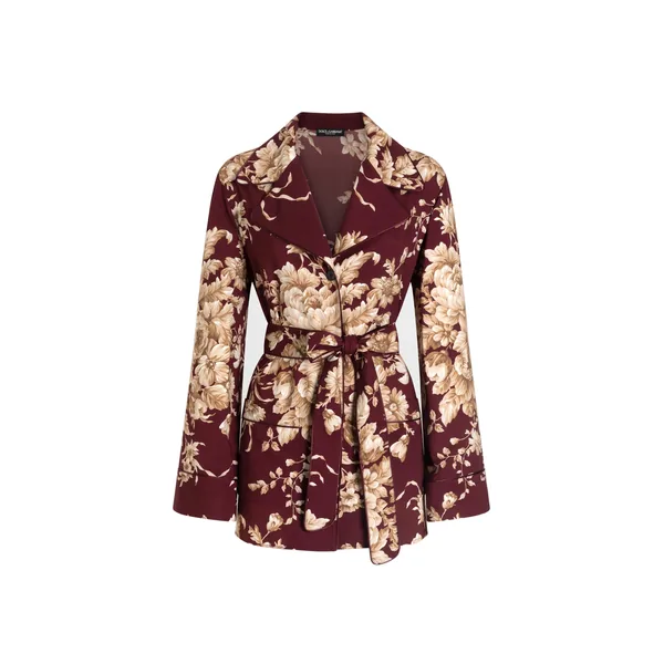 Rose-print charmeuse vanity shirt