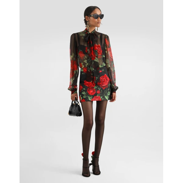 Dolce & Gabbana Rose-print chiffon blouse, view 2