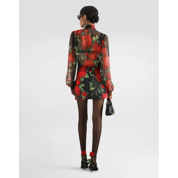 Dolce & Gabbana Rose-print chiffon blouse, view 3