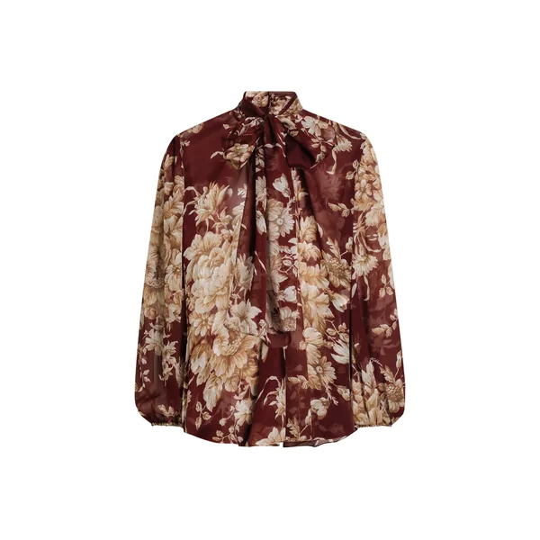 Rose-print chiffon shirt