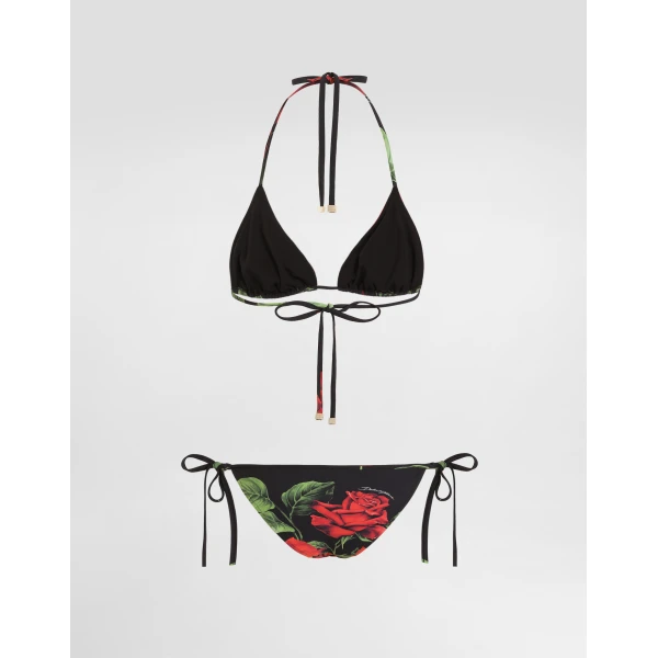 Dolce & Gabbana Rose-print triangle bikini, view 2