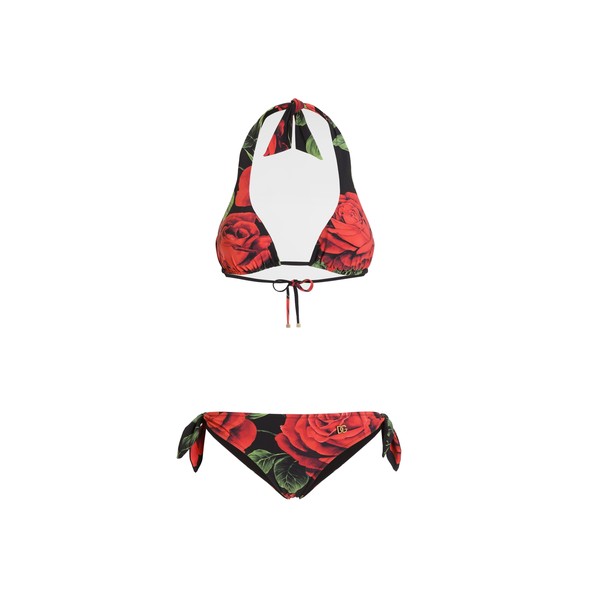 Dolce & Gabbana Rose-print triangle bikini