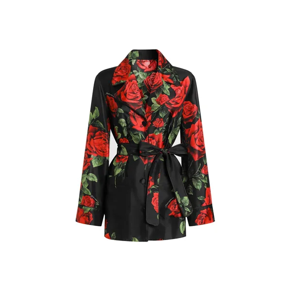 Rose-print vanity twill shirt