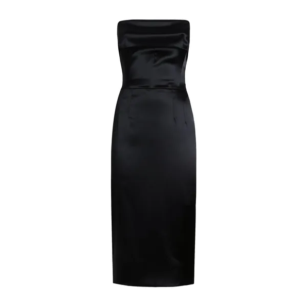 Satin calf-length corset sheath dress