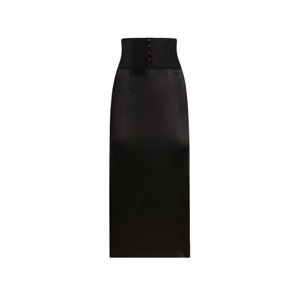 Dolce & Gabbana Satin calf-length skirt with corset-style belt detail