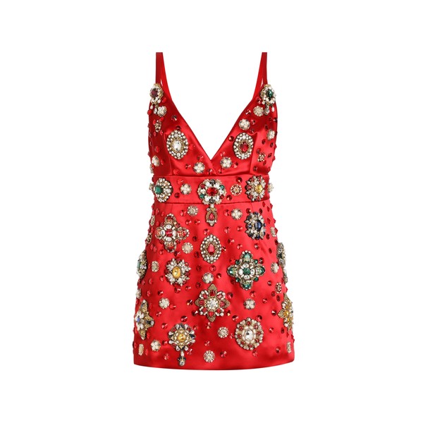 Dolce & Gabbana Satin dress with embroidery