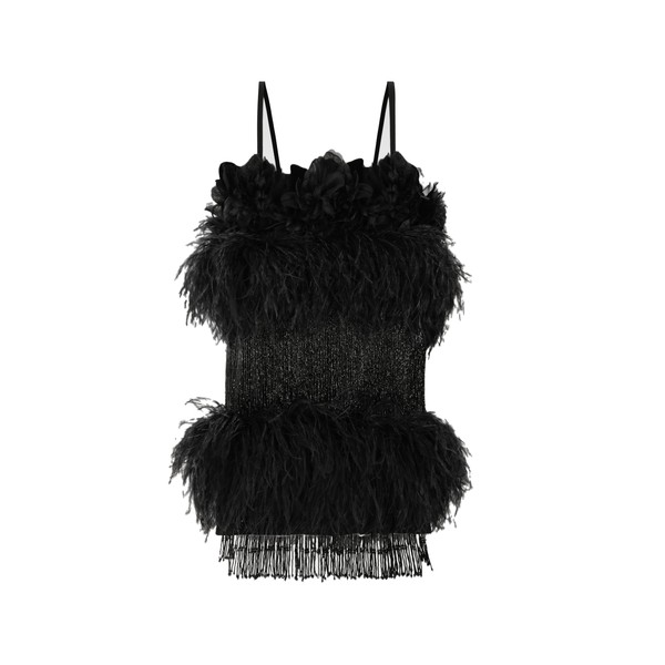 Dolce & Gabbana Satin dress with feathers