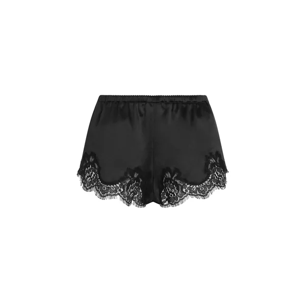 Satin lingerie shorts with lace detailing