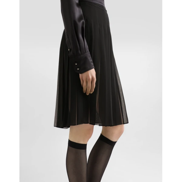 Dolce & Gabbana Satin sack top with lace shirt front, view 4