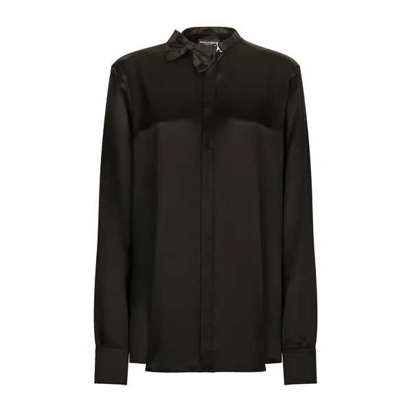 Satin shirt with bow-tie detailing