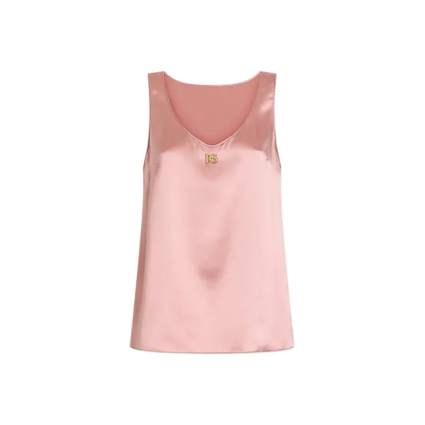 Dolce & Gabbana Satin tank top with DG logo pin