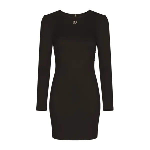 Dolce & Gabbana Short Milano rib dress with DG logo