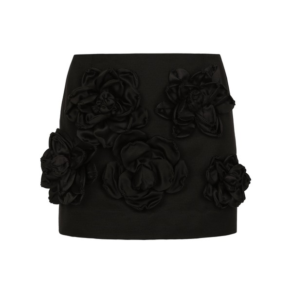 Dolce & Gabbana Short Ottoman skirt with floral appliqué