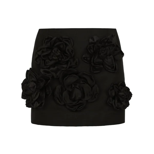 Dolce & Gabbana Short Ottoman skirt with floral appliqué