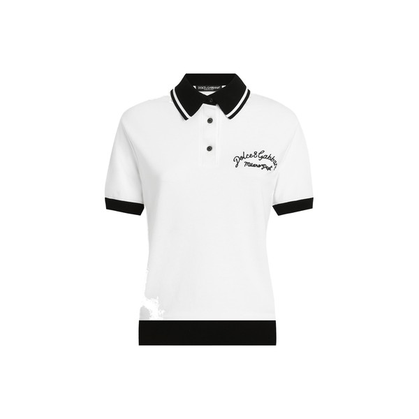 Dolce & Gabbana Short cotton piqué polo-shirt with DG logo embroidery