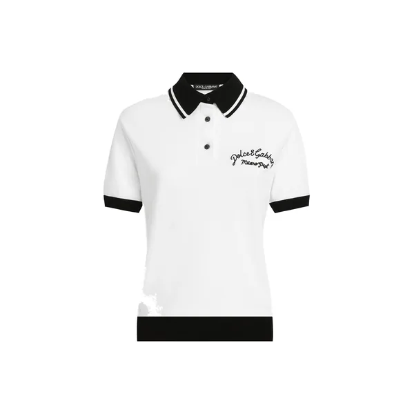Dolce & Gabbana Short cotton piqué polo-shirt with DG logo embroidery