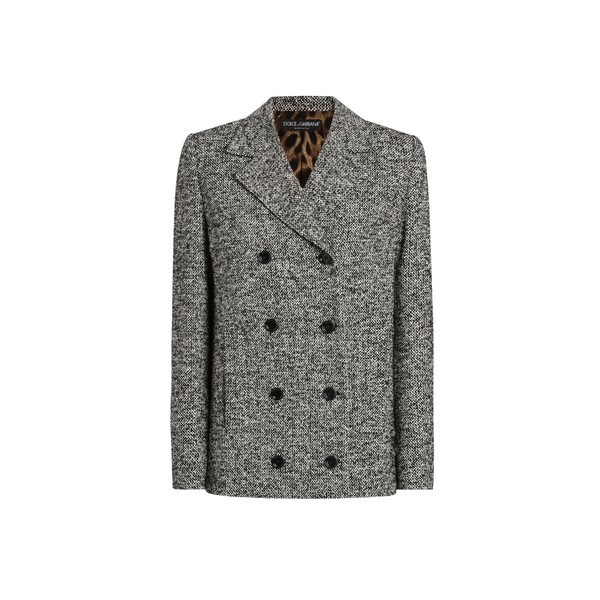 Dolce & Gabbana Short double-breasted coat in dotted wool blend