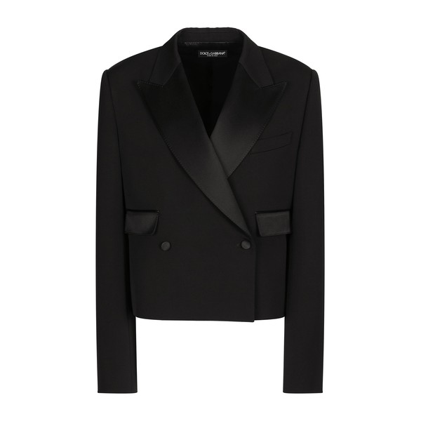 Dolce & Gabbana Short double-breasted wool gabardine tuxedo jacket