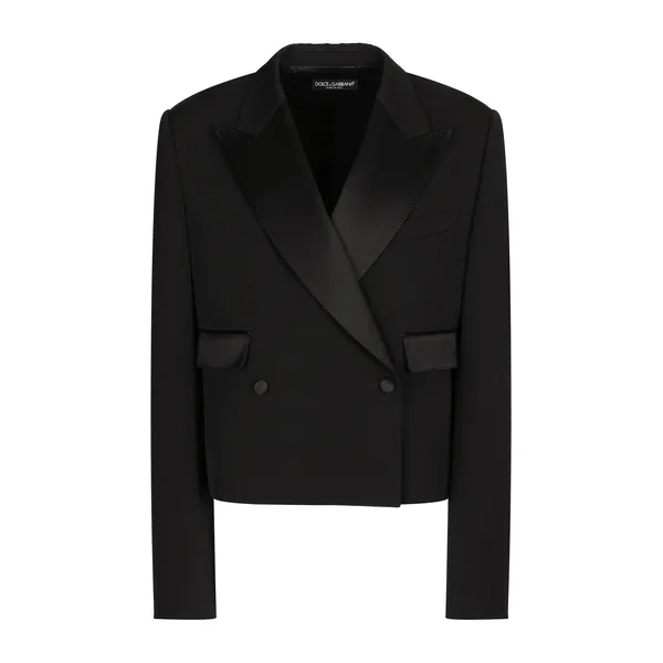 Dolce & Gabbana Short double-breasted wool gabardine tuxedo jacket