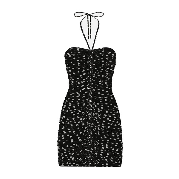 Dolce & Gabbana Short draped tulle dress with polka-dot print