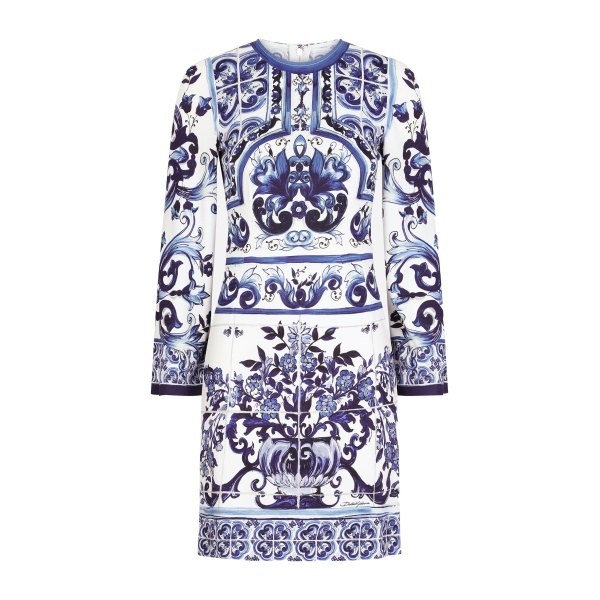 Dolce & Gabbana Short majolica-print organzine dress