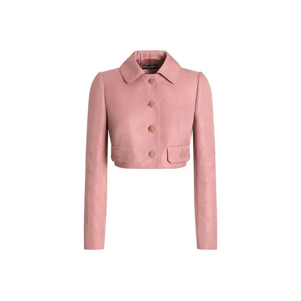 Short quilted jacquard jacket with all-over DG logo