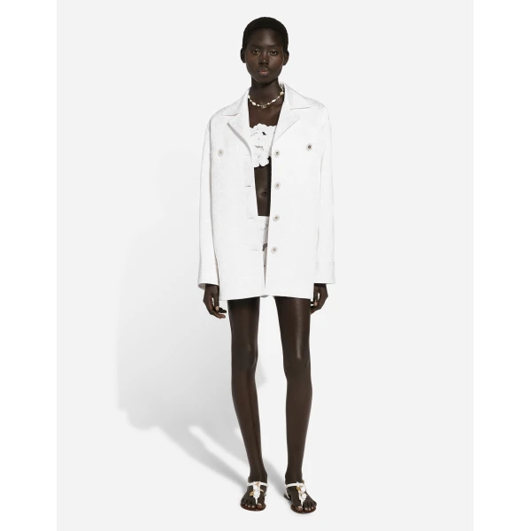 Dolce & Gabbana Short single-breasted brocade coat, view 2