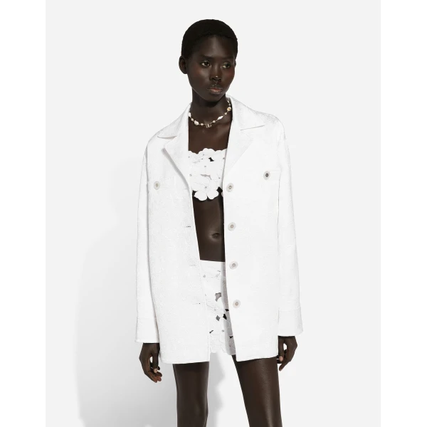 Dolce & Gabbana Short single-breasted brocade coat, view 4