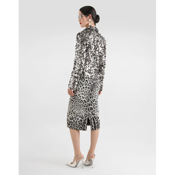 Dolce & Gabbana Short single-breasted jacket with sequin embellishment, view 3