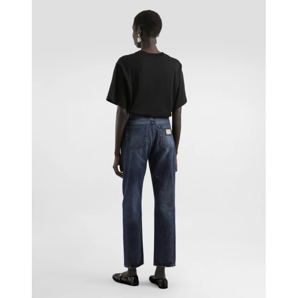 Dolce & Gabbana Short-sleeved cotton T-shirt with Dolce&Gabbana lettering Top, view 3