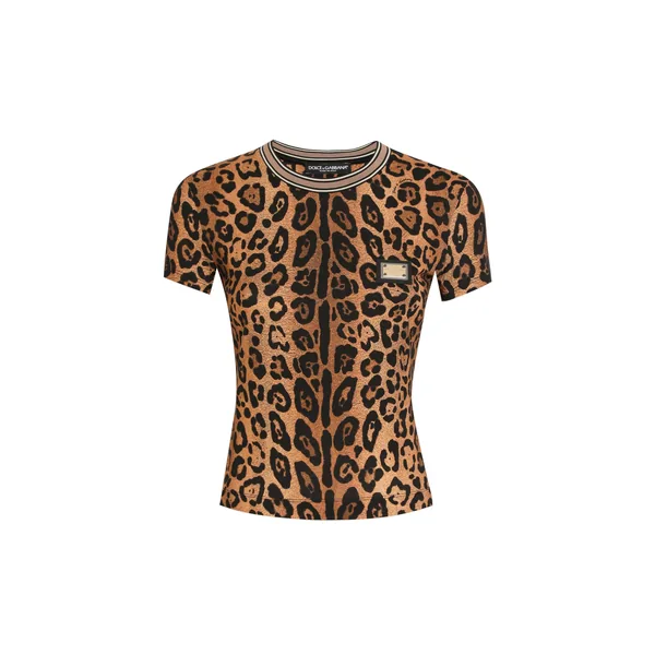 Short-sleeved leopard-print Crespo T-shirt