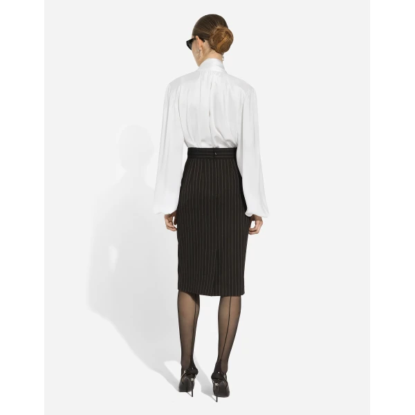 Dolce & Gabbana Short straight-cut pinstripe wool skirt, view 3
