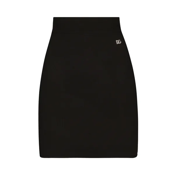 Dolce & Gabbana Short stretch viscose knit skirt with DG logo