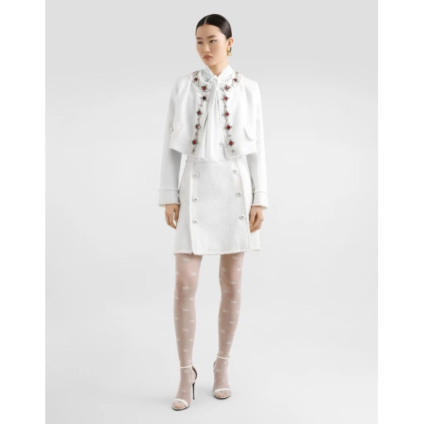 Dolce & Gabbana Short tweed jacket with jewel embroidery, view 2