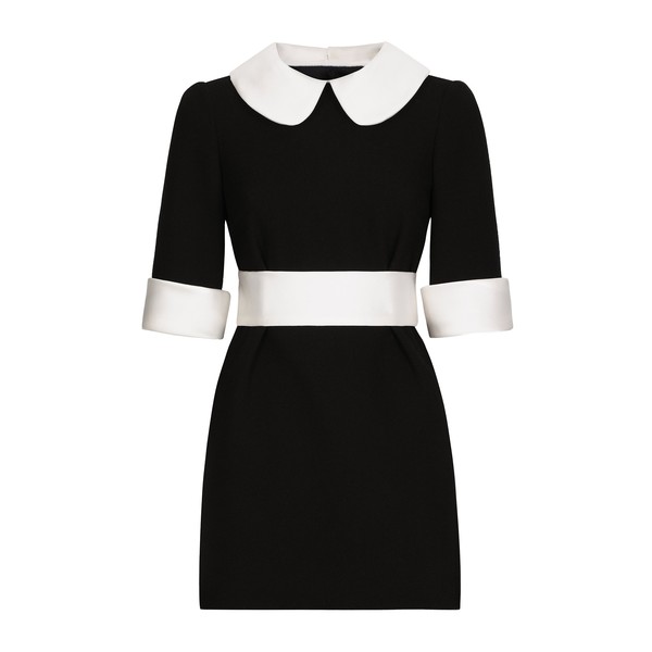 Dolce & Gabbana Short wool crepe dress with satin details