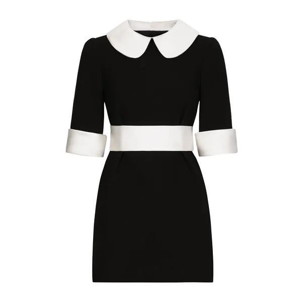 Dolce & Gabbana Short wool crepe dress with satin details