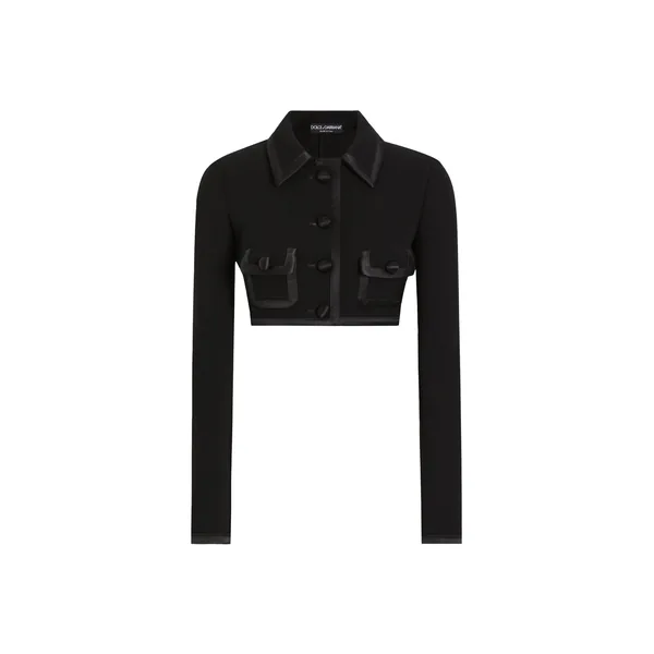 Short wool crepe jacket