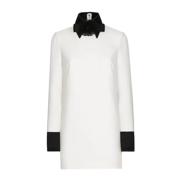 Dolce & Gabbana Short woolen dress with satin details